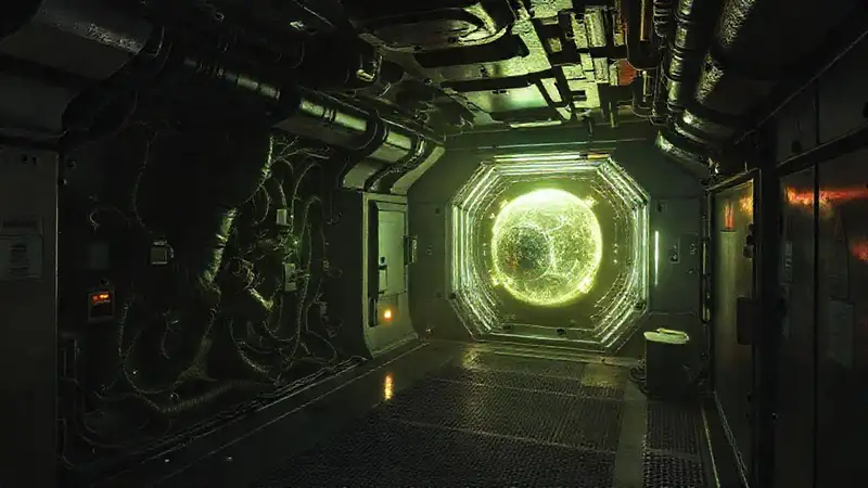 Sala subterránea segura con energía misteriosa