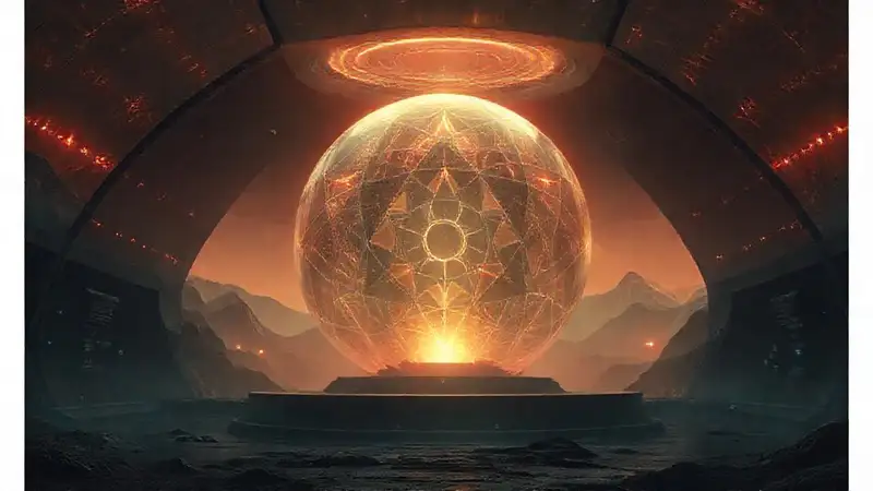 Esfera translúcida misteriosa en cámara de contención