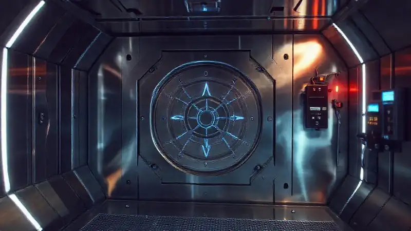 Cámara de contención futurista y misteriosa