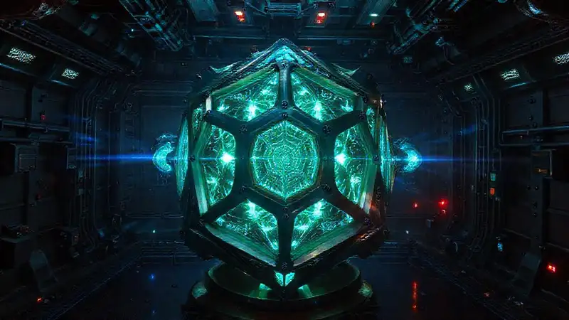 Estructura metálica luminosa y misteriosa de alta tecnología