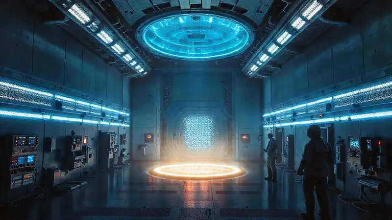 Cuarto futurista con seguridad y energía intensa