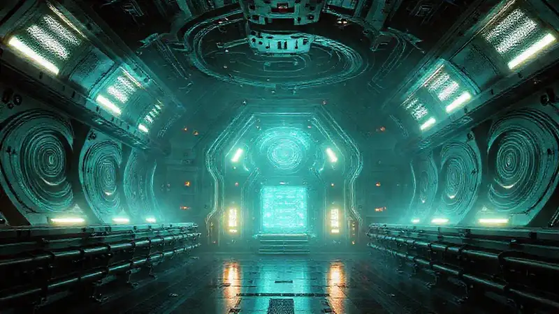 Estructura futurista segura con energía misteriosa