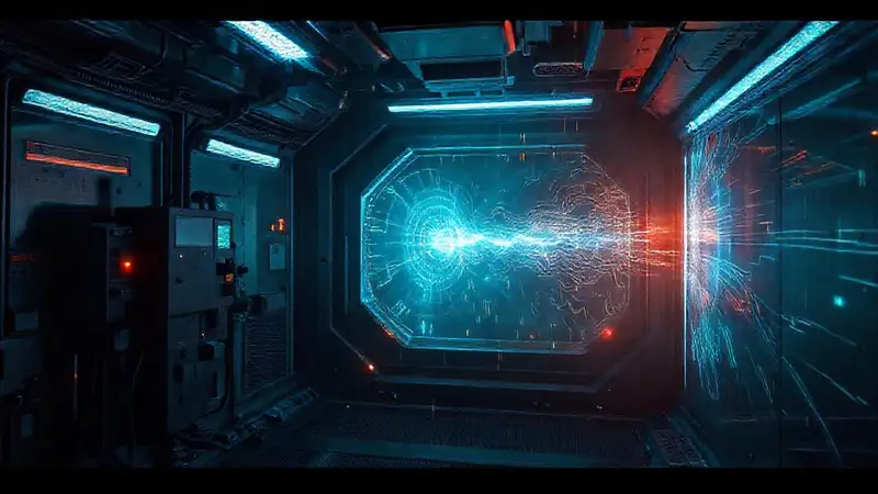 Cámara de contención futurista con energía peligrosa