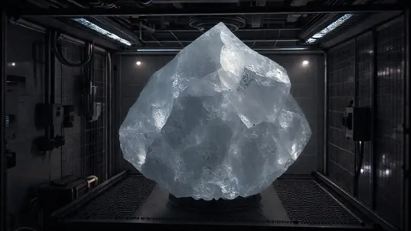 Cristal gris opalescente en contenedor sellado