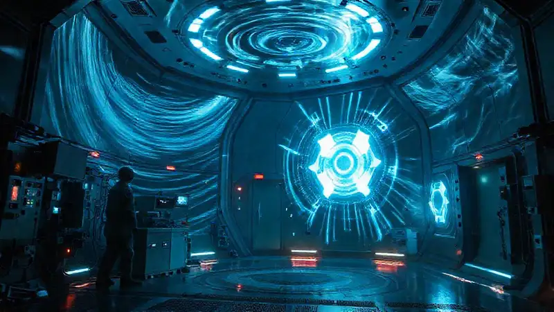 Cámara de contención futurista, seguridad y misterio
