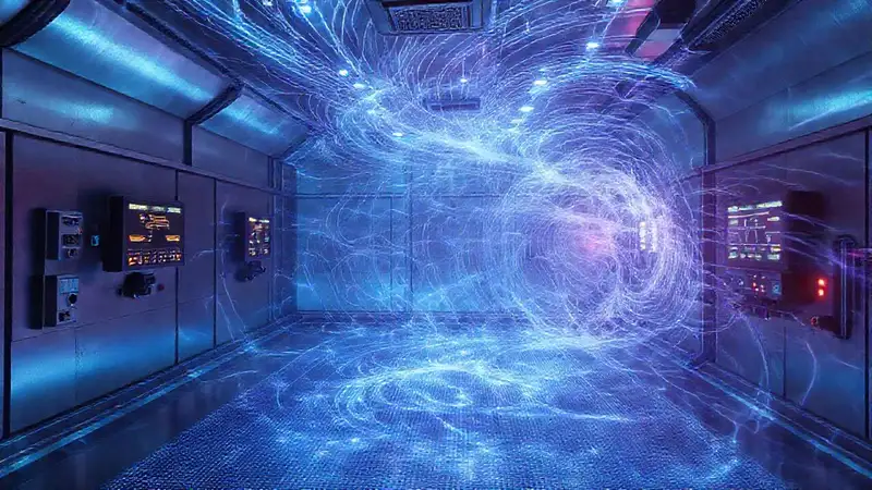 Ondas energéticas en entorno de alta tecnología