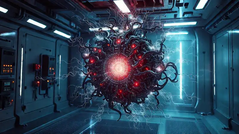 Fusión futurista de metal y energía inestable