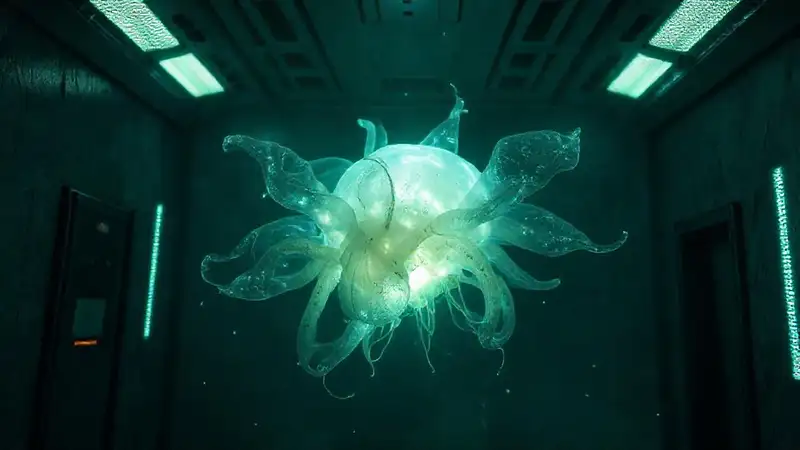 Entidad luminosa y misteriosa en ambiente controlado