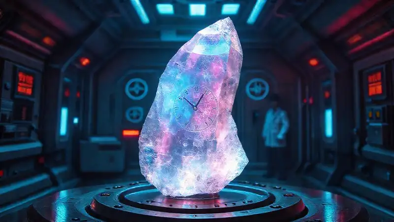 Fragmento de cristal con símbolos y protección
