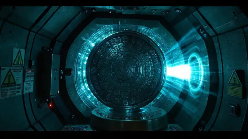 Cámara de contención con objeto misterioso brillante