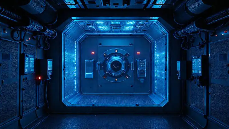 Sala de contención con campo electromagnético y seguridad