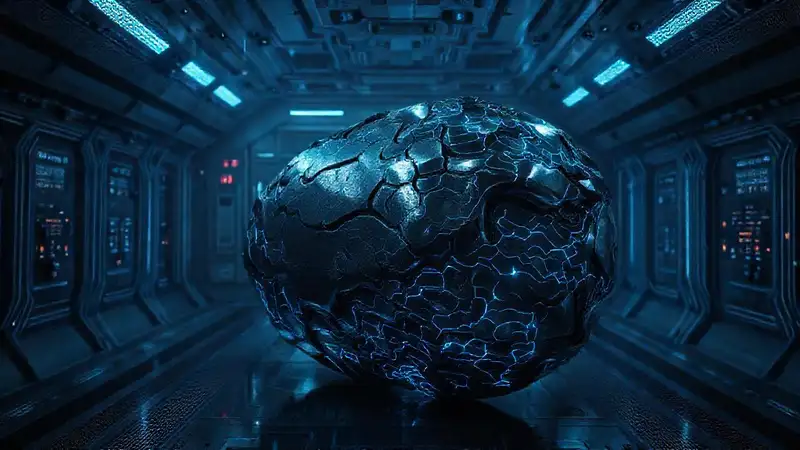 Objeto irregular en cámara futurista y enigmática