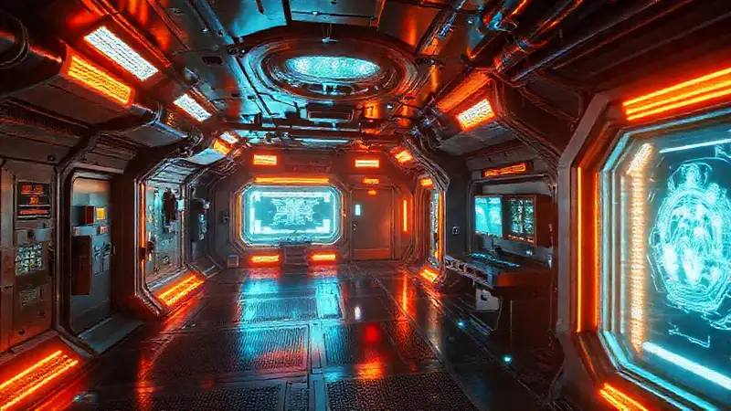 Instalación futurista de contención y seguridad