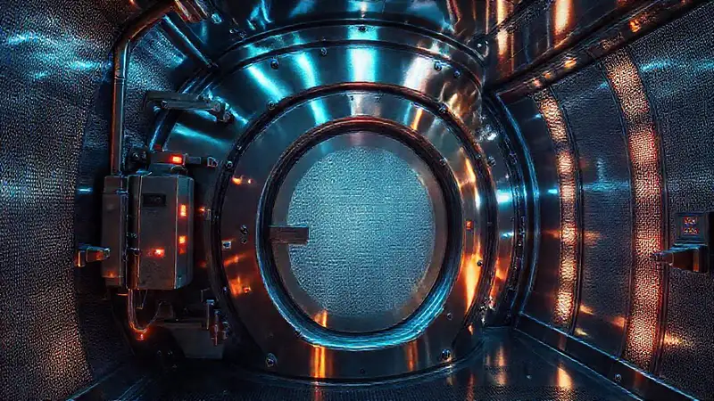 Estructura metálica futurista y segura con misterio