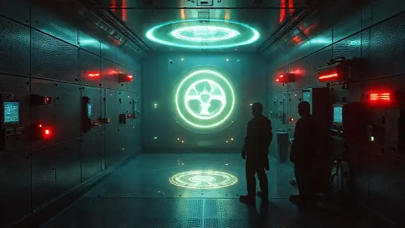 Cuarto seguro con anomalía luminosa y tecnología