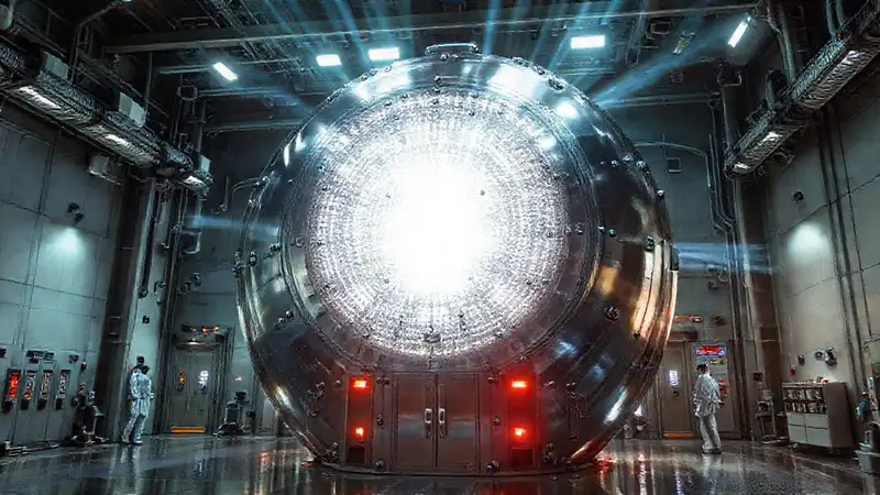Contención futurista de una estructura metálica brillante