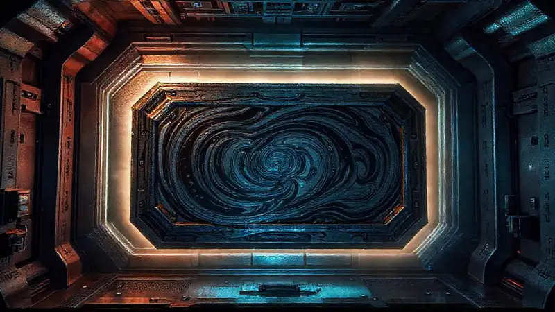 Artefacto alienígena en contenedor futurista
