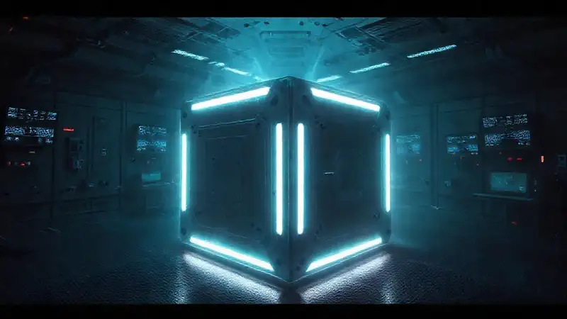 Cubo misterioso en cámara de contención