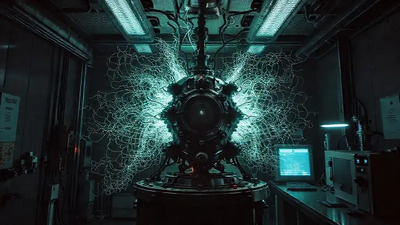 Estructura metálica misteriosa en laboratorio cauteloso
