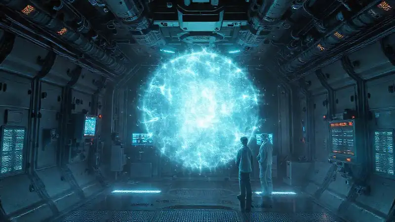 Campo energético misterioso en contenedor tecnológico