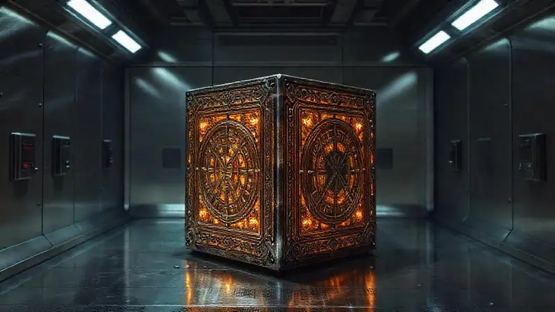Cubículo con artefacto misterioso y peligroso