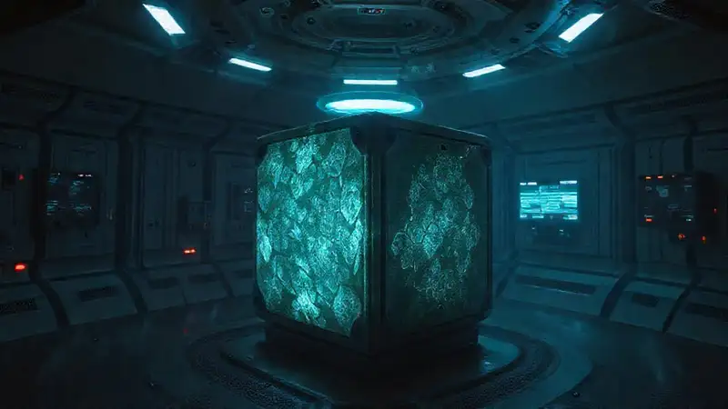 Artefacto cúbico, misterioso y de alta tecnología