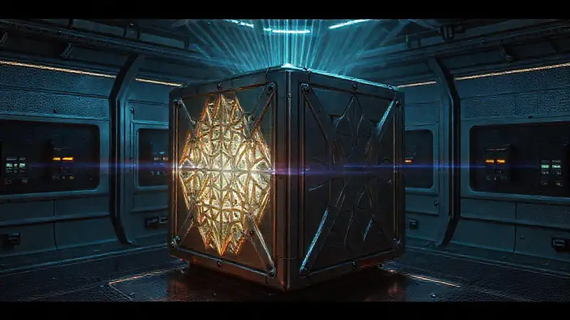 Dispositivo metálico futurista con energía misteriosa
