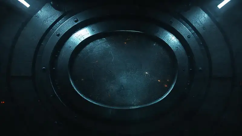 Estructura metálica ovalada misteriosa y futurista