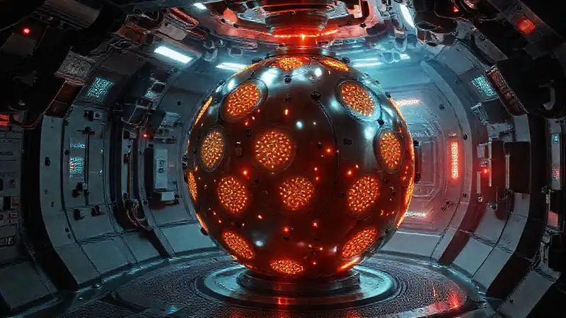 Esfera metálica luminosa en bajo seguridad