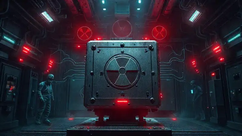 Dispositivo metálico misterioso con advertencias peligrosas
