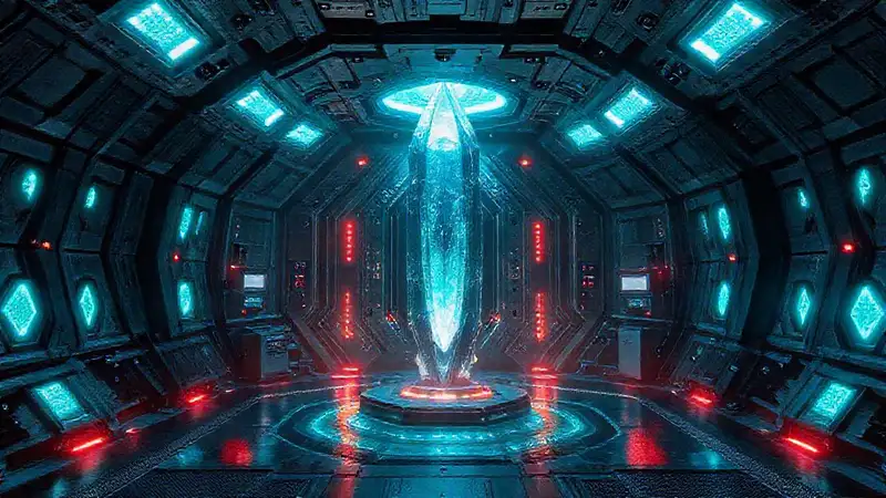 Cámera futurista llena de energía y misterio