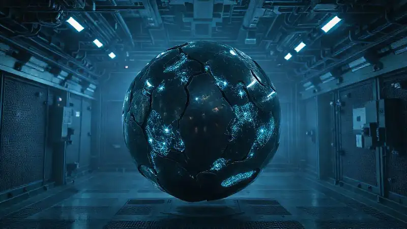 Esfera metálica fractal en cámara de contención