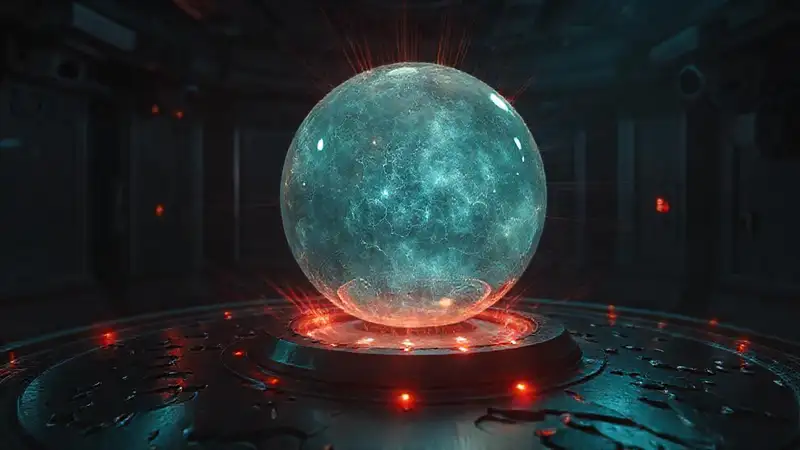 Esfera luminosa en cámara de alta tecnología