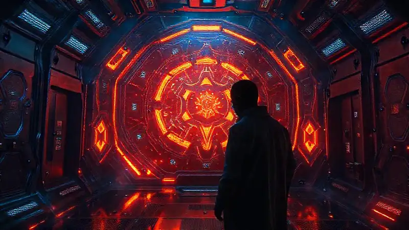 Sala de contención con patrones y efectos misteriosos