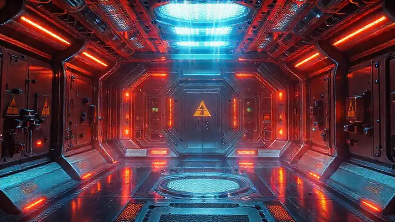 Camara futurista con energía y advertencias