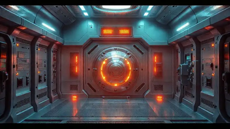 Cuarto de contención con objeto misterioso brillante
