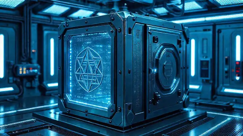 Cubos metálicos en un laboratorio futurista