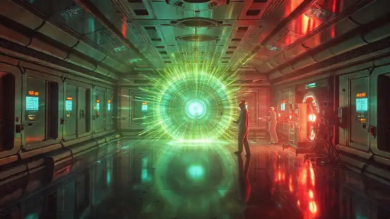 Campo de energía SCP-7448 en laboratorio futurista