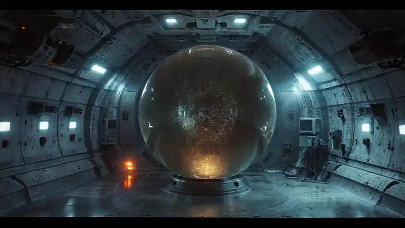 Esfera luminosa en cámara de alta tecnología