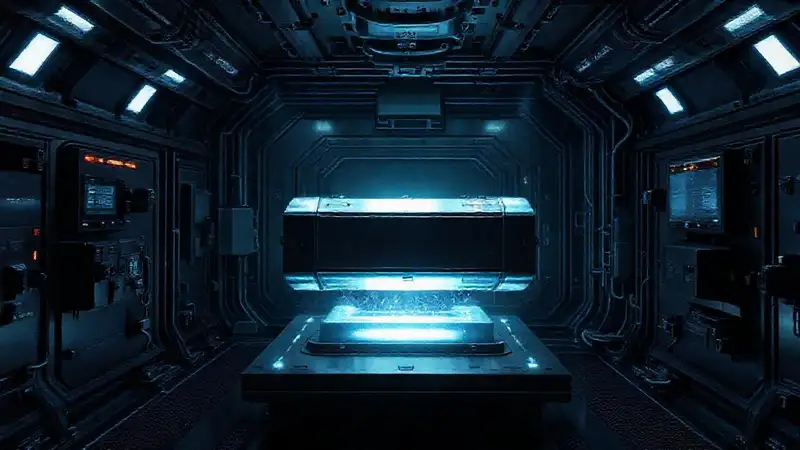 Artefacto metálico en cámara de seguridad futurista