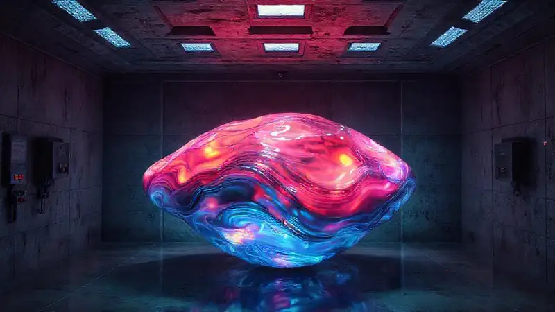 Objeto misterioso en contenedor con energía fluctuante
