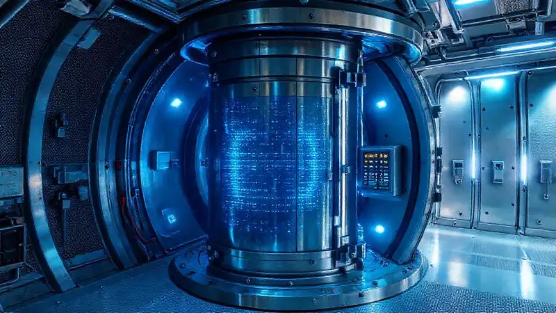 Estructura metálica futurista con protección electromagnética