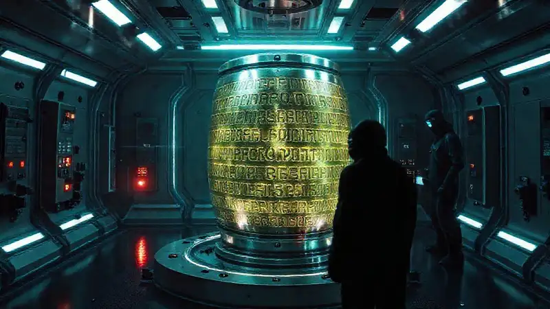 Cilindro misterioso con símbolos y protección