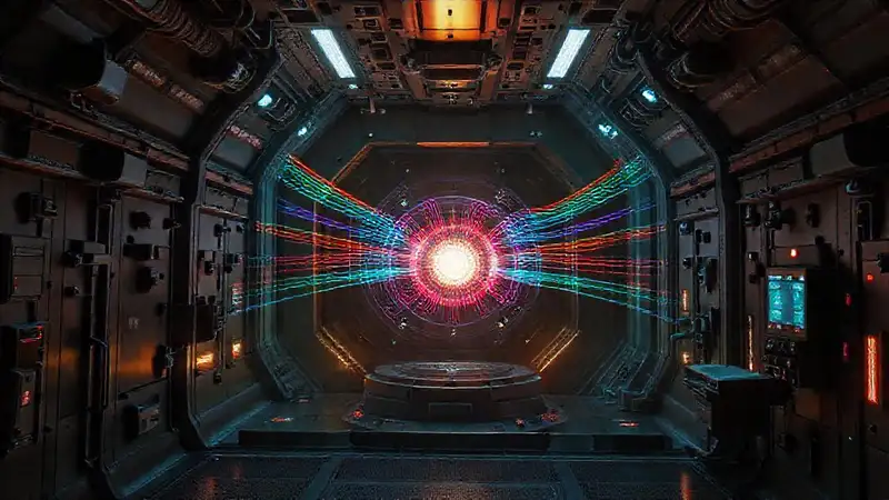 Cuarto de contención futurista, energía y seguridad