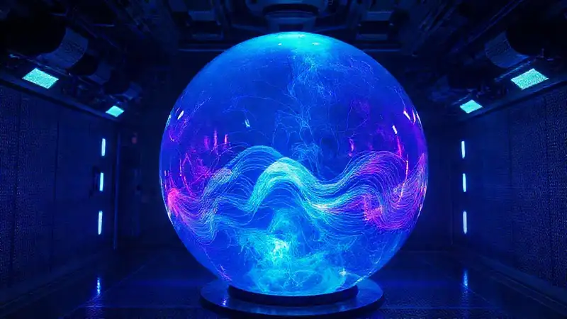 Crátero de cristal semitransparente en contenedor oscuro