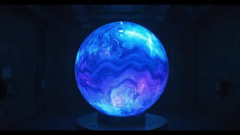 Orbe azul violeta en sala de contención