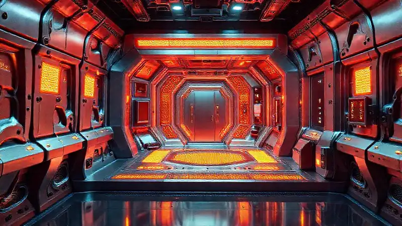 Estructura futurista con energía y seguridad avanzada