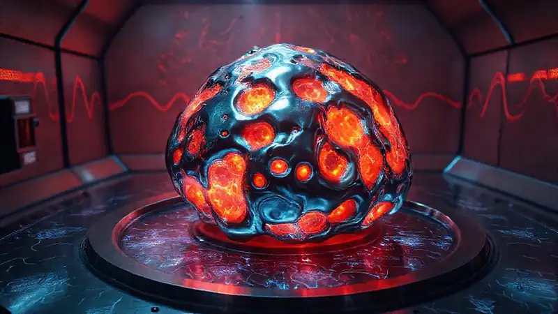 Massive luminescent metallic object in secure containment