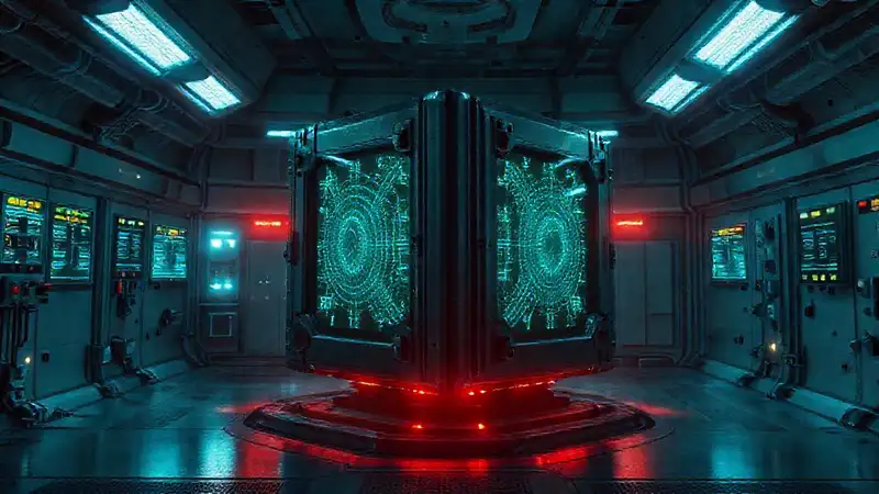 Cubo misterioso en cámara de contención segura