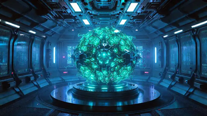 Estructura futurista en una cámara de seguridad